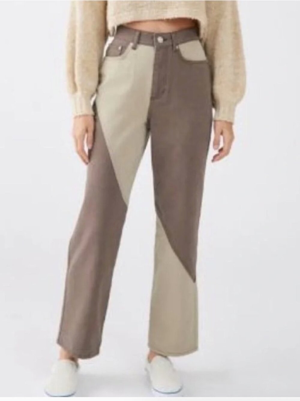 Cowboy Jeans Two Tone BDG Urban Outfitters Brown Beige Colorblock Sz 25